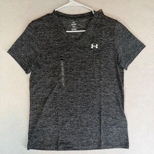 Under Armour Women S Tech V-neck Twist Short Sleeve Tshirt Moisture Wicking Grey